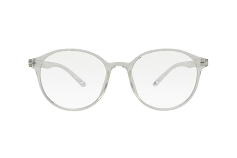Clear blue light blocking glasses with round lenses made from TR90.