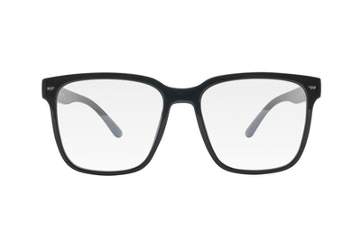 Black oversized square shaped blue light blocking glasses.