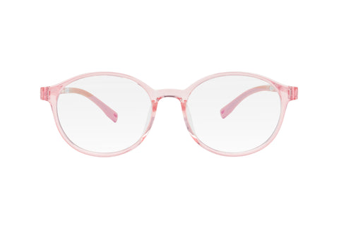 Pink round lenses blue light blocking glasses for kids.
