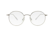 Silver metal frame blue light blocking glasses with round lenses.